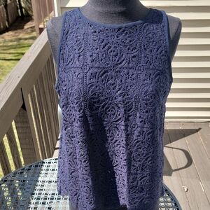 Navy Lace Sleeveless Top